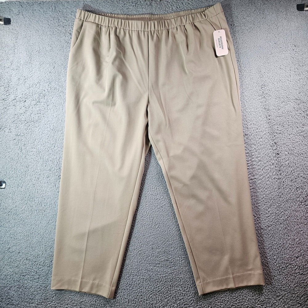 NWT Allison Daley Pants Women 24 WS Elastic Waist‎ Dark Beige - NEW